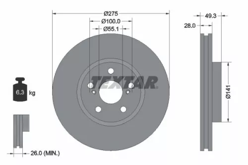 TEXTAR TEXTAR 92142003 1x TEXTAR 92142003 Brake Disc 