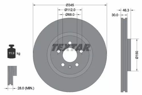 TEXTAR TEXTAR 92143903 1x TEXTAR 92143903 Brake Disc 