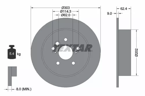 TEXTAR TEXTAR 92144103 1x TEXTAR 92144103 Brake Disc 
