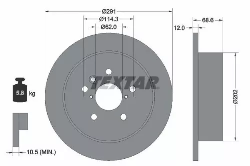 TEXTAR TEXTAR 92144203 1x TEXTAR 92144203 Brake Disc 