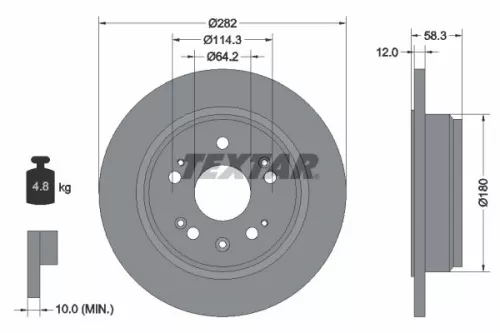 TEXTAR TEXTAR 92144500 1x TEXTAR 92144500 Brake Disc 