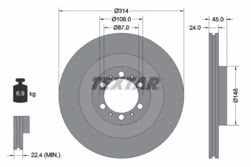 1x TEXTAR 92144803 Brake Disc