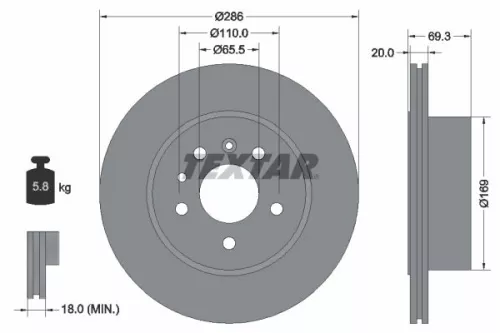 1x TEXTAR 92144900 Brake Disc