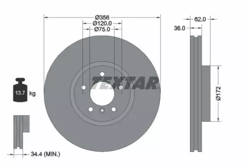 TEXTAR TEXTAR (92146203) 1x  TEXTAR Brake Disc 