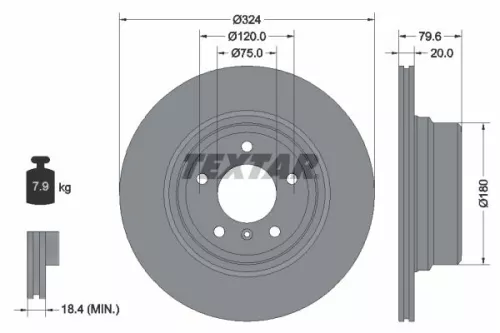 TEXTAR TEXTAR 92146303 1x TEXTAR 92146303 Brake Disc 
