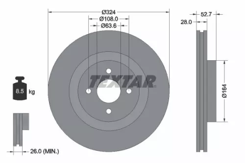 1x TEXTAR 92146400 Brake Disc