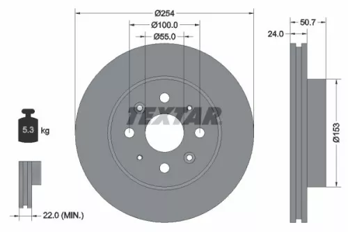 1x TEXTAR 92147000 Brake Disc