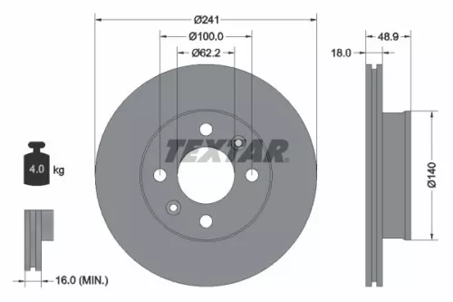 1x TEXTAR 92147103 Brake Disc
