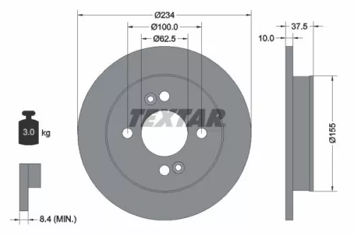 1x  TEXTAR Brake Disc