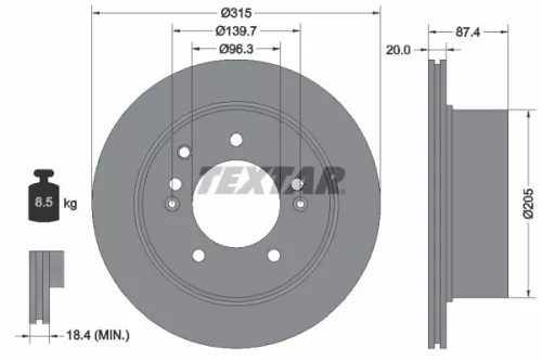 TEXTAR TEXTAR (92147400) 1x  TEXTAR Brake Disc 