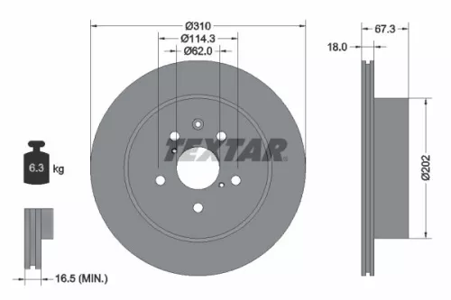 TEXTAR TEXTAR (92148003) 1x  TEXTAR Brake Disc 