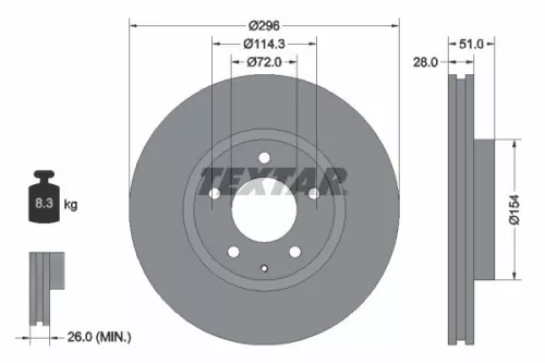 1x TEXTAR 92148100 Brake Disc