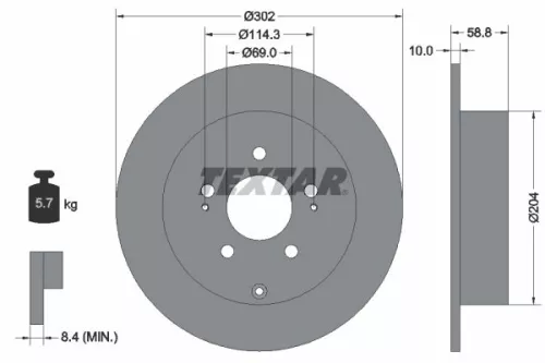 TEXTAR TEXTAR 92148403 1x TEXTAR 92148403 Brake Disc 