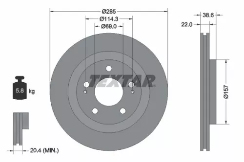 TEXTAR TEXTAR 92148500 1x TEXTAR 92148500 Brake Disc 