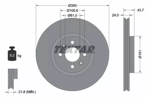 1x TEXTAR 92149503 Brake Disc
