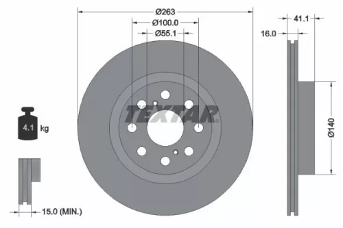 1x  TEXTAR Brake Disc