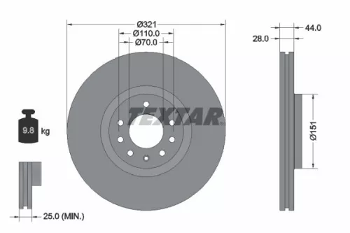 TEXTAR TEXTAR (92149803) 1x  TEXTAR Brake Disc 