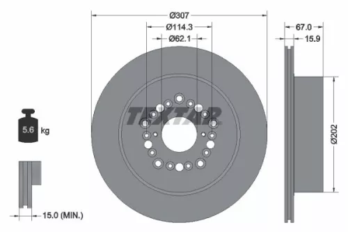 TEXTAR TEXTAR 92150400 1x TEXTAR 92150400 Brake Disc 