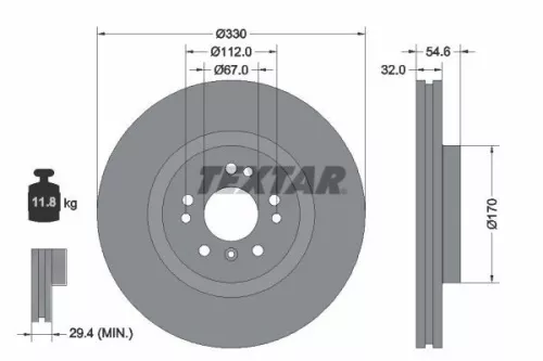 TEXTAR TEXTAR (92150605) 1x  TEXTAR Brake Disc 