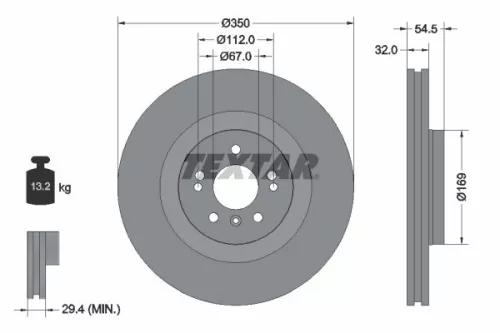 TEXTAR TEXTAR (92150705) 1x  TEXTAR Brake Disc 92150705 350 