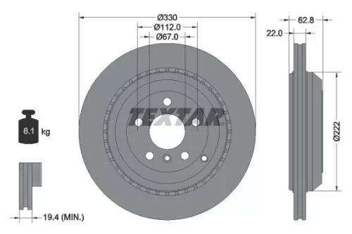 1x  TEXTAR Brake Disc