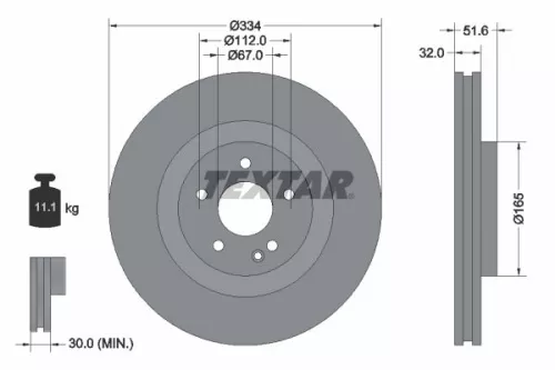 TEXTAR TEXTAR 92151705 1x TEXTAR 92151705 Brake Disc 
