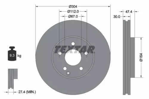 TEXTAR TEXTAR 92152105 1x TEXTAR 92152105 Brake Disc 