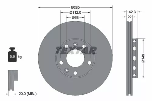 TEXTAR TEXTAR (92152203) 1x  TEXTAR Brake Disc 