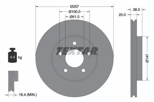 1x  TEXTAR Brake Disc