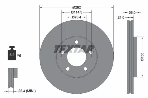 1x TEXTAR 92153100 Brake Disc