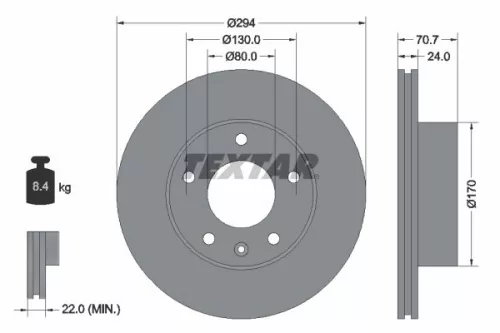 TEXTAR TEXTAR 92153400 1x TEXTAR 92153400 Brake Disc 