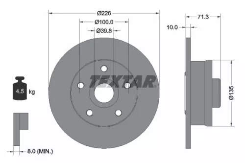 1x  TEXTAR Brake Disc