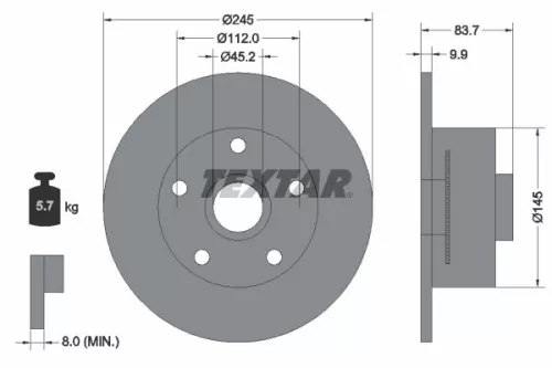 1x  TEXTAR Brake Disc