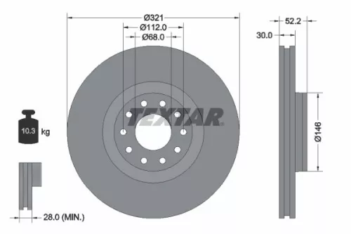 TEXTAR TEXTAR 92154703 1x TEXTAR 92154703 Brake Disc 