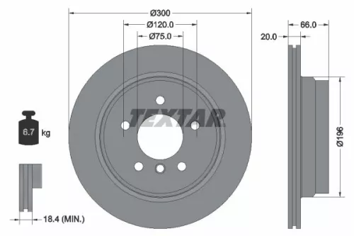TEXTAR TEXTAR (92154903) 1x  TEXTAR Brake Disc 
