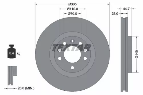 TEXTAR TEXTAR 92155403 1x TEXTAR 92155403 Brake Disc 