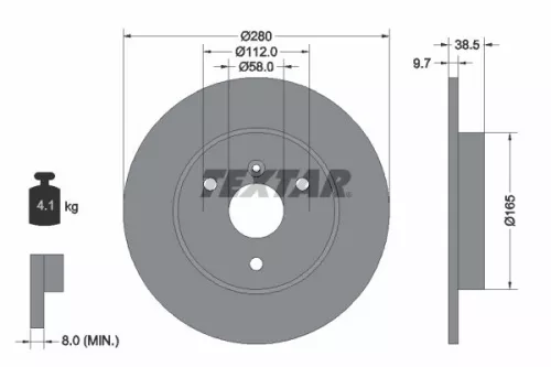 1x TEXTAR 92155503 Brake Disc