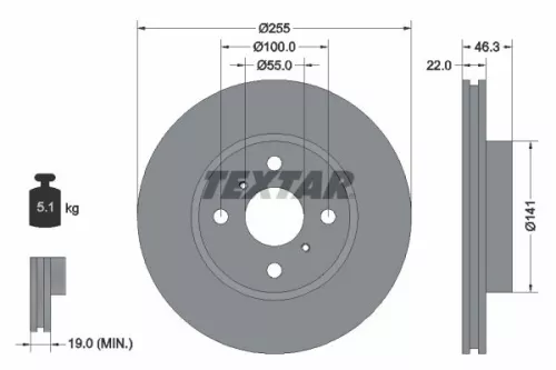 1x TEXTAR 92156100 Brake Disc