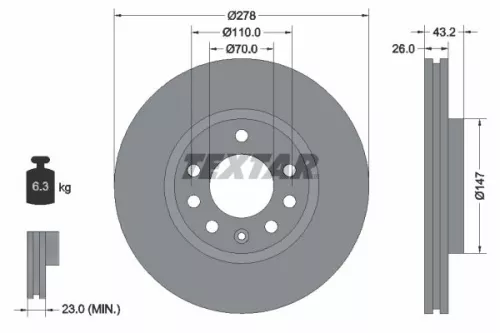 1x  TEXTAR Brake Disc