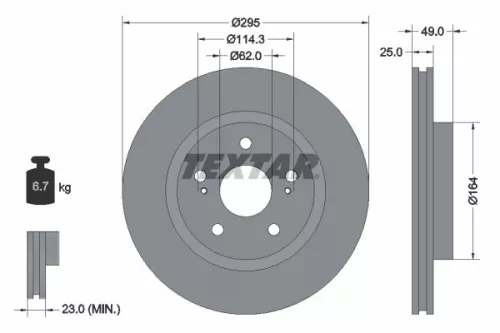 1x  TEXTAR Brake Disc