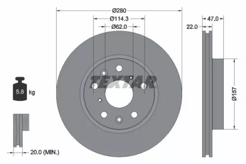 1x  TEXTAR Brake Disc