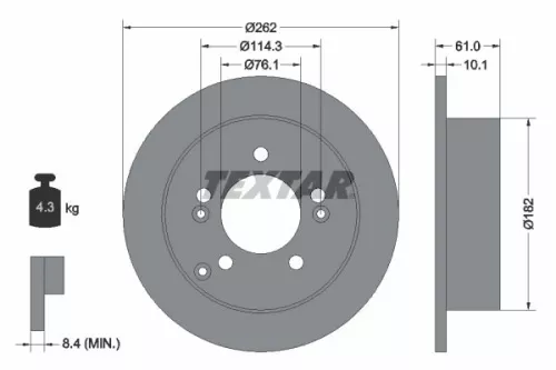 1x TEXTAR 92156803 Brake Disc