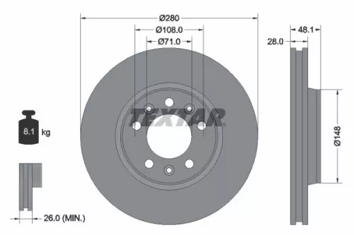 TEXTAR TEXTAR (92156903) 1x  TEXTAR Brake Disc 