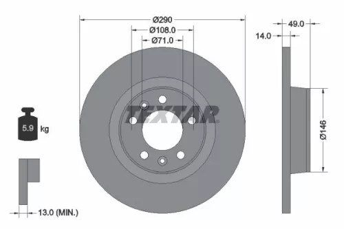 TEXTAR TEXTAR (92157100) 1x  TEXTAR Brake Disc 