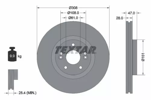 1x TEXTAR 92157700 Brake Disc