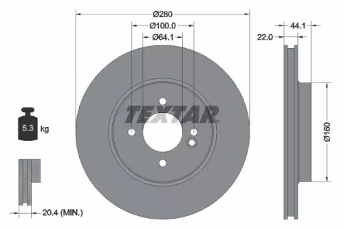 TEXTAR TEXTAR (92157905) 1x  TEXTAR Brake Disc 