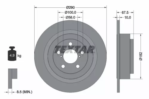1x TEXTAR 92158800 Brake Disc