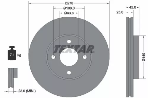1x TEXTAR 92159003 Brake Disc