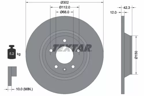 TEXTAR TEXTAR 92159503 1x TEXTAR 92159503 Brake Disc 