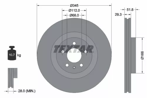 1x  TEXTAR Brake Disc